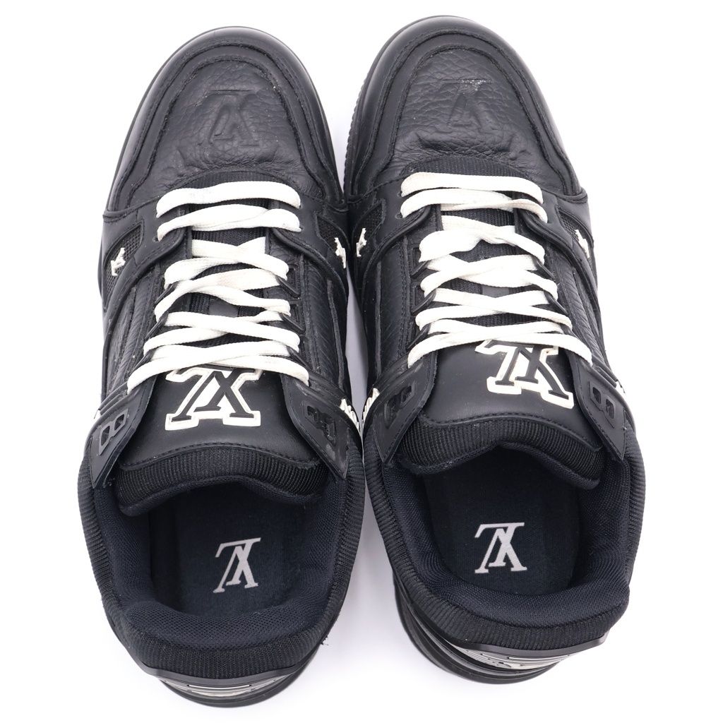 Louis Vuitton LU Trainer LV Monogram Leather Low Cut Sneakers Black — view 4