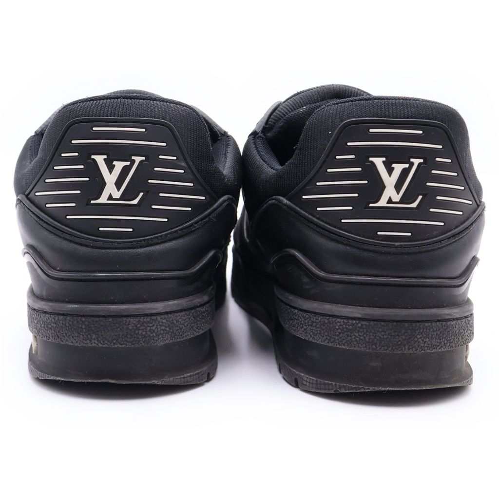 Louis Vuitton LU Trainer LV Monogram Leather Low Cut Sneakers Black — view 3