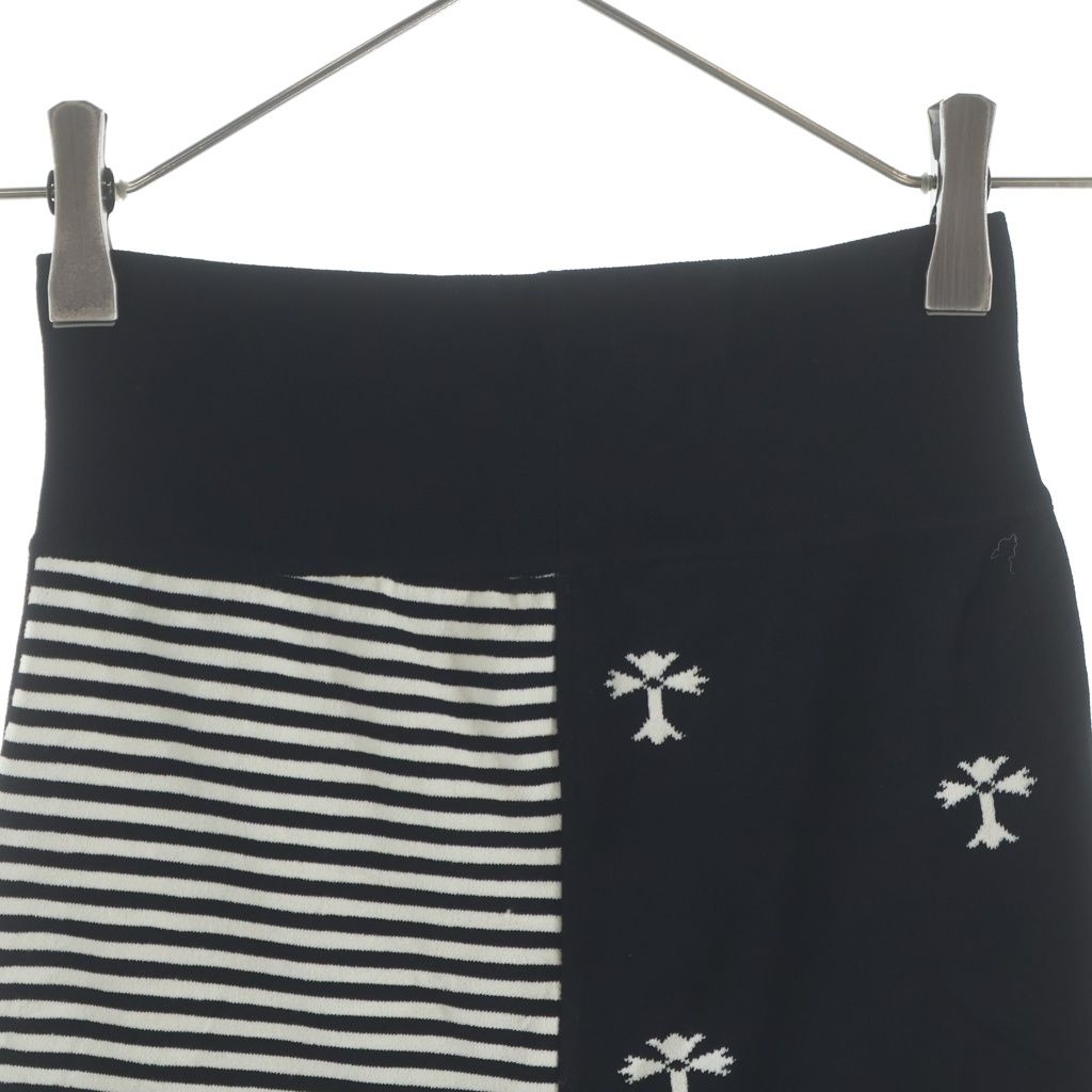 Chrome Hearts Split Shorts Striped Cross Knit Ground Border Black White — view 4
