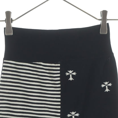 Chrome Hearts Split Shorts Striped Cross Knit Ground Border Black White — view 4