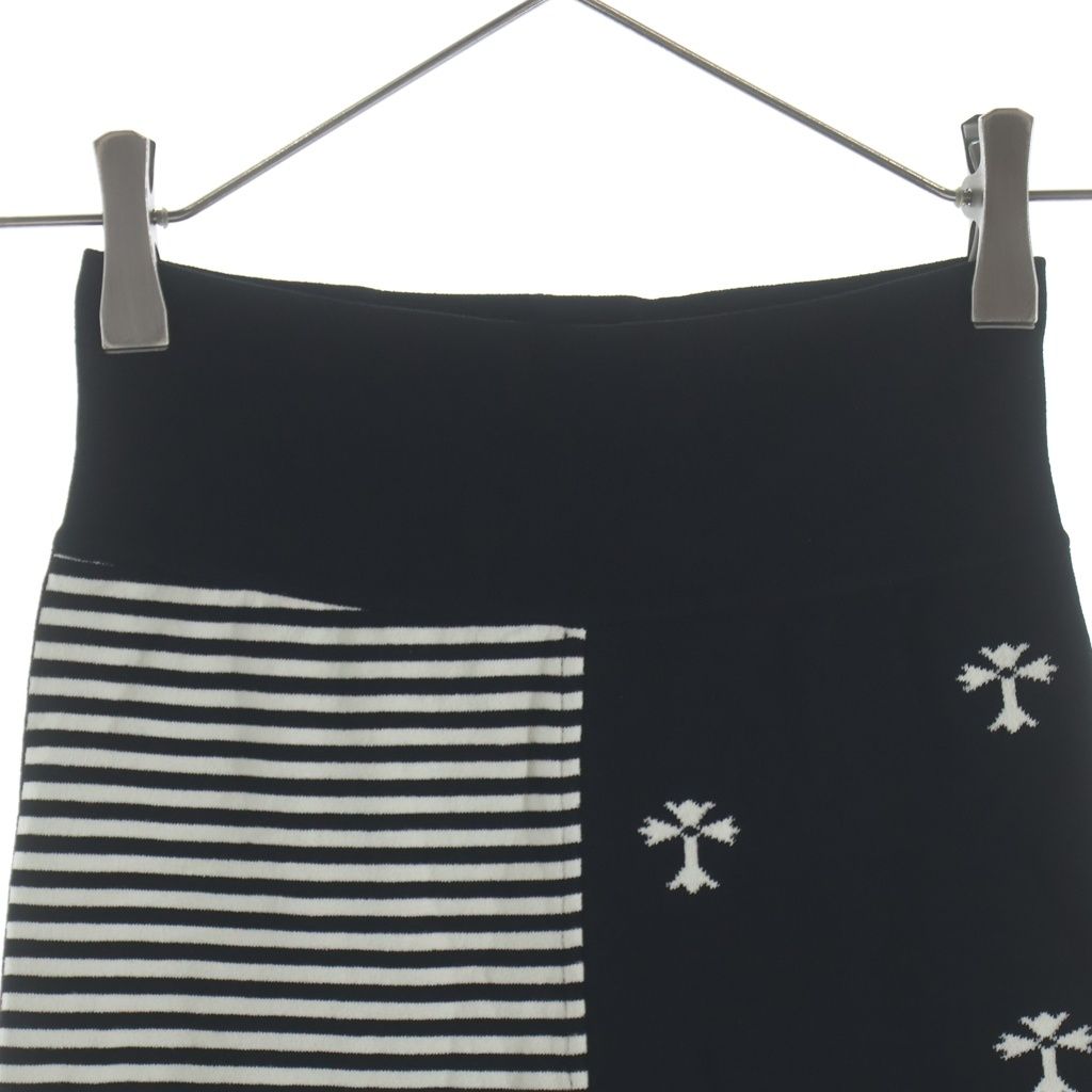 Chrome Hearts Split Shorts Striped Cross Knit Ground Border Black White — view 3