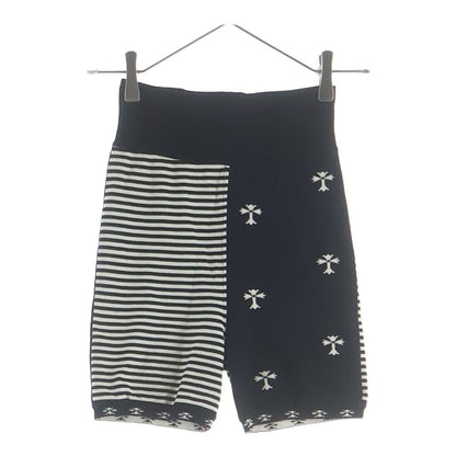 Chrome Hearts Split Shorts Striped Cross Knit Ground Border Black White