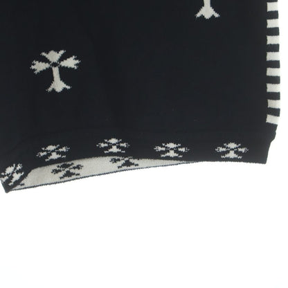 Chrome Hearts Split Shorts Striped Cross Knit Ground Border Black White — view 5