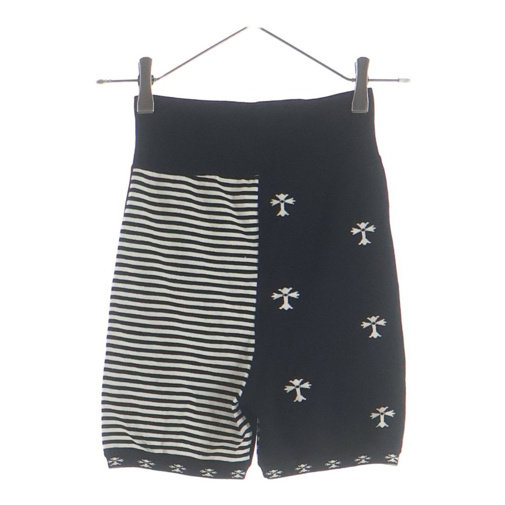 Chrome Hearts Split Shorts Striped Cross Knit Ground Border Black White — view 2