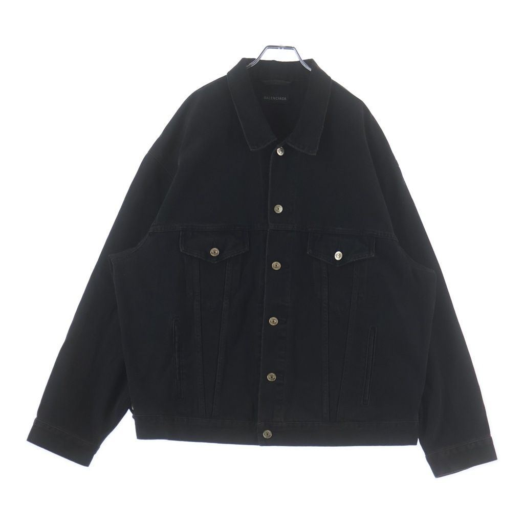 Balenciaga Spray Paint BB Logo Denim Jacket Back Print Black — view 2