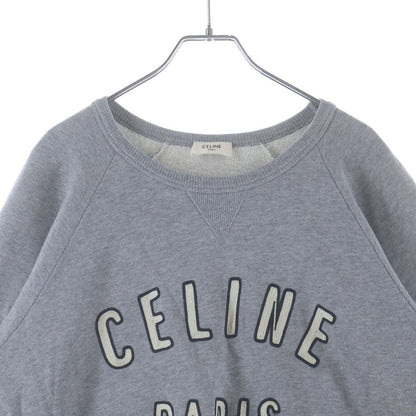 Celine Front Logo Embroidery Crew Neck Long Sleeve Sweatshirt Gray — view 3