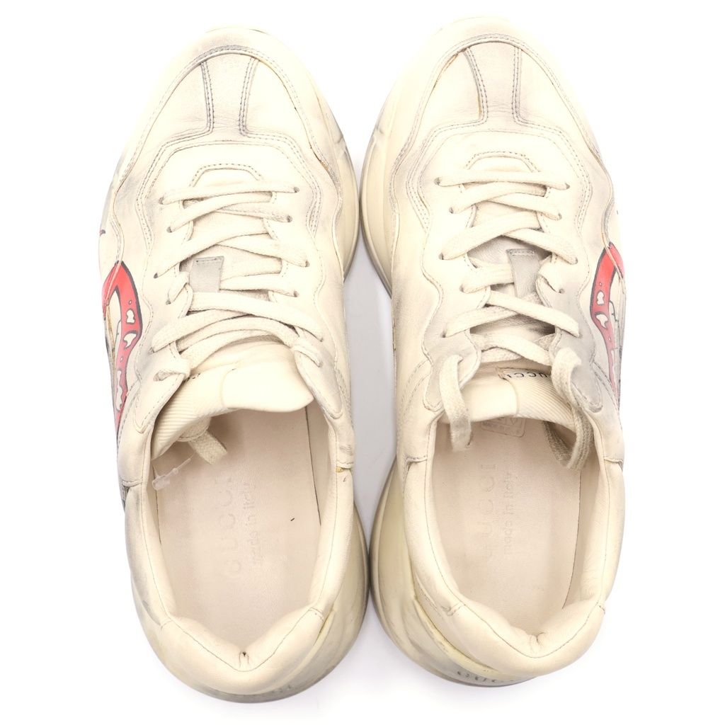 Gucci Rhyton Mouth Lip Print Raitonn Leather Low Cut Sneakers White — view 4