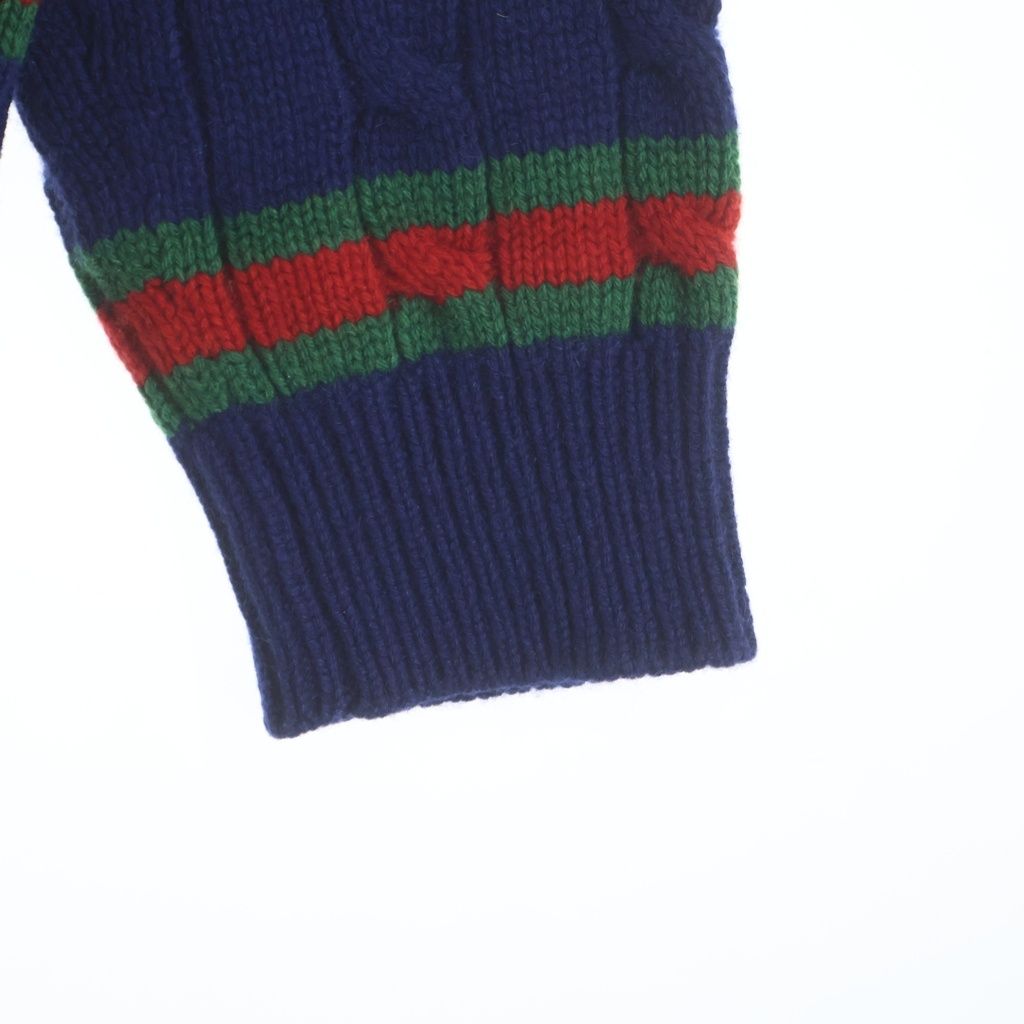 Gucci Web Stripe Cable Knit Sweater Navy — view 5