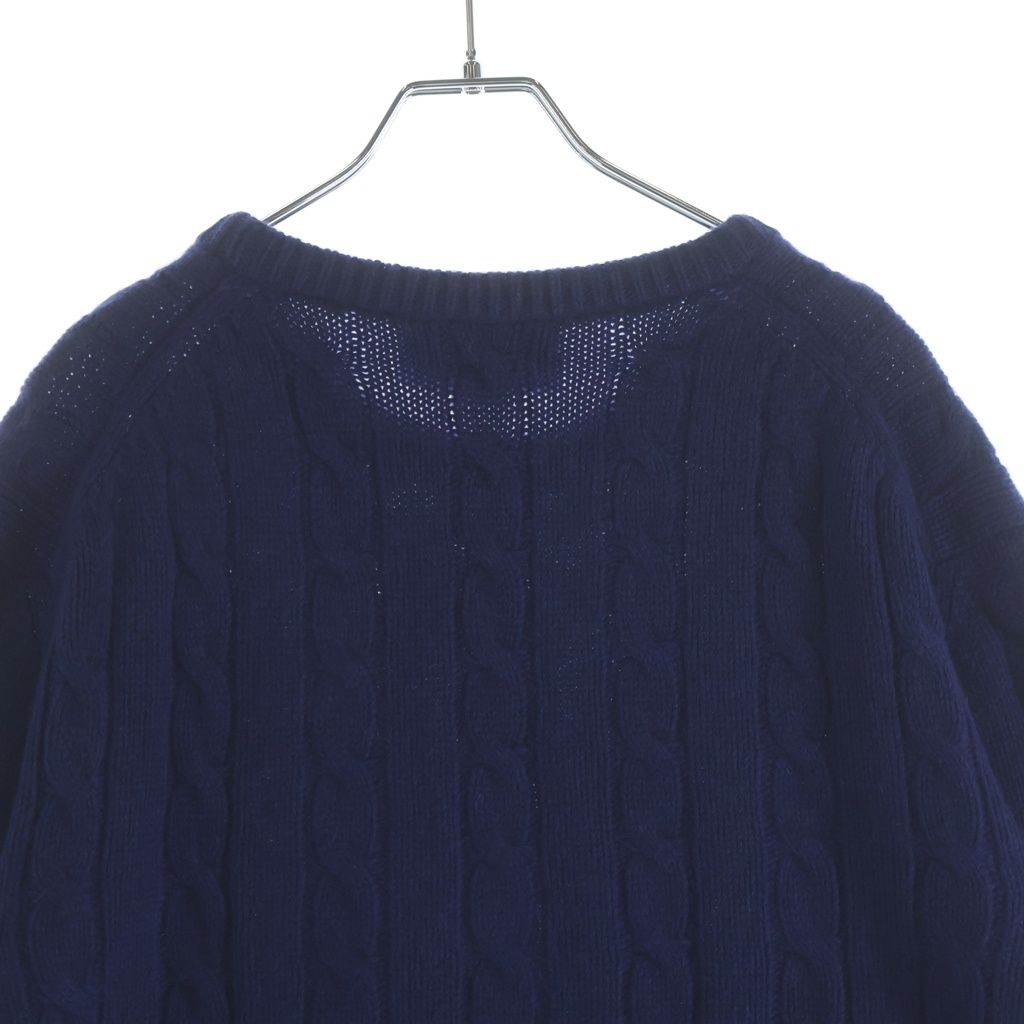 Gucci Web Stripe Cable Knit Sweater Navy — view 4