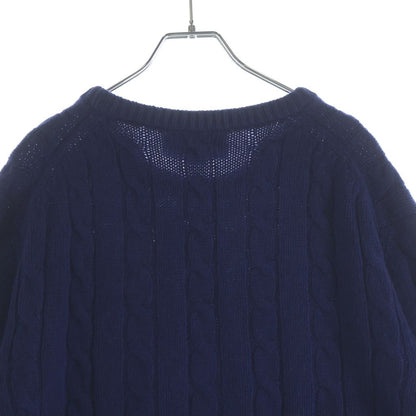Gucci Web Stripe Cable Knit Sweater Navy — view 4