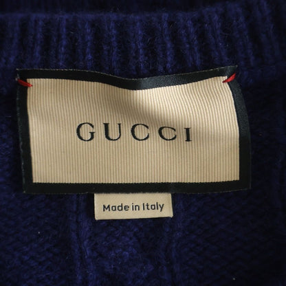 Gucci Web Stripe Cable Knit Sweater Navy — view 7