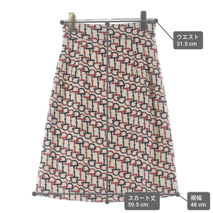 Gucci Horsebit Knee Length Tight Skirt Ivory Navy Pink 36 — view 9