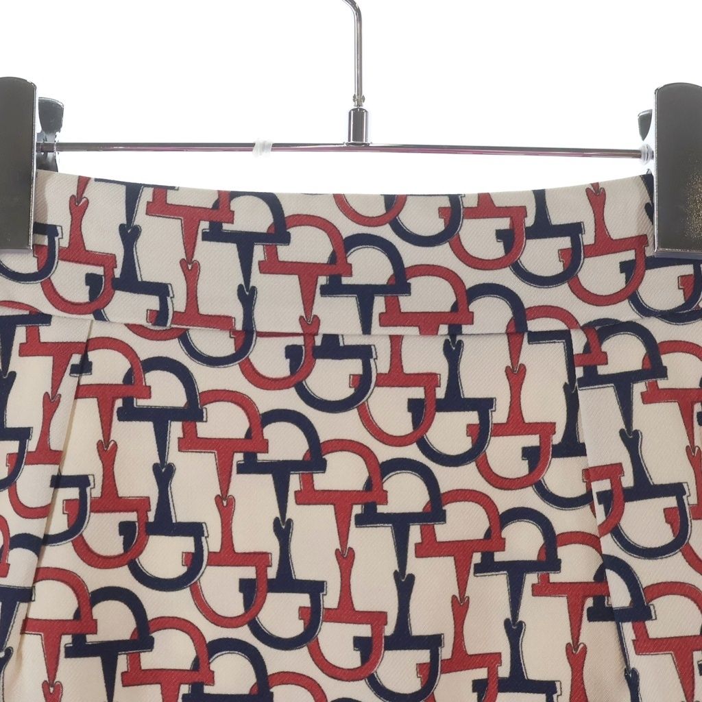 Gucci Horsebit Knee Length Tight Skirt Ivory Navy Pink 36 — view 4
