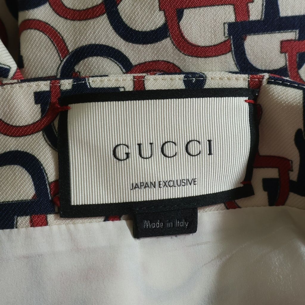 Gucci Horsebit Knee Length Tight Skirt Ivory Navy Pink 36 — view 6