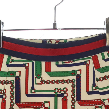 Gucci Chain Belt Pattern Tight Skirt Ivory Green Red 36 — view 4