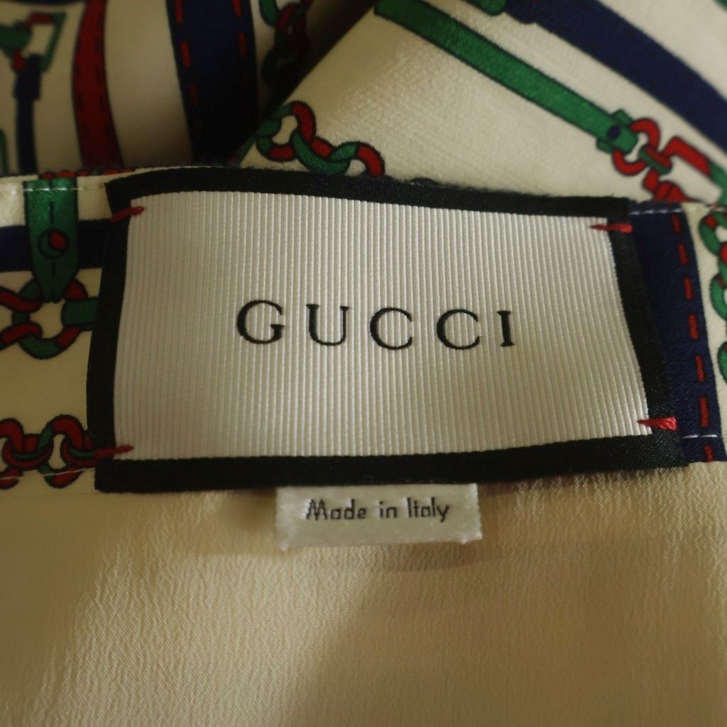Gucci Chain Belt Pattern Tight Skirt Ivory Green Red 36 — view 6