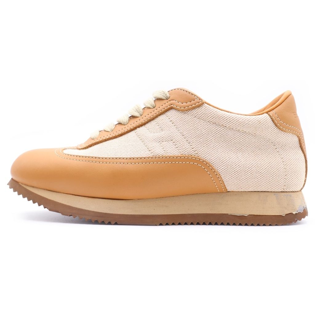 Hermes Quick Logo Leather Cut Replacement Low Cut Sneakers Brown