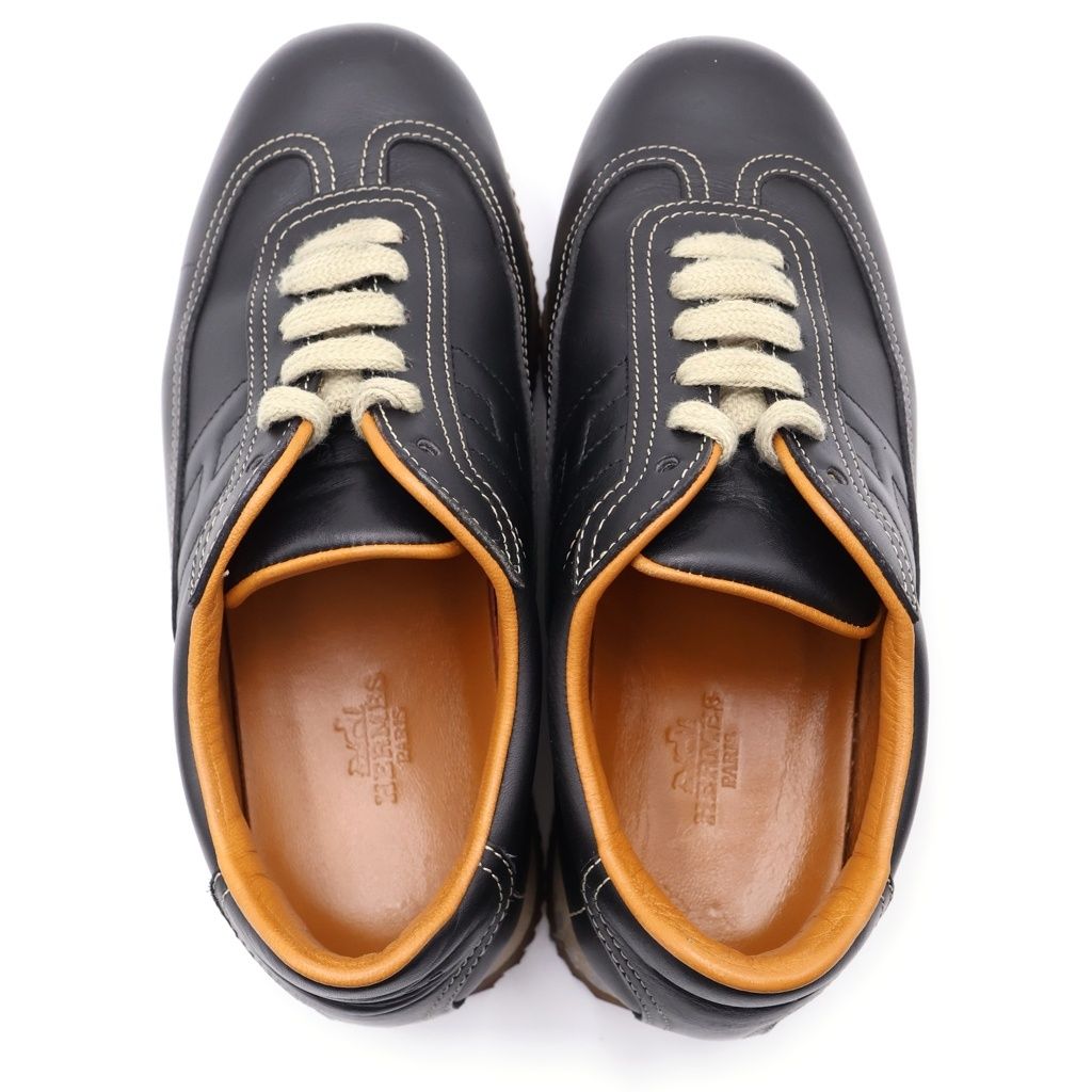 Hermes Quick Logo Leather Low Cut Sneakers Black — view 4