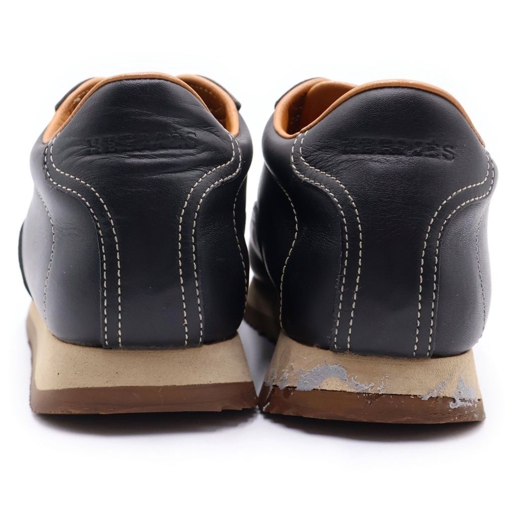 Hermes Quick Logo Leather Low Cut Sneakers Black — view 3