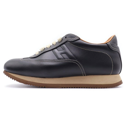 Hermes Quick Logo Leather Low Cut Sneakers Black