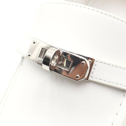 Hermes Game Kelly Buckle Sneakers White Leather Silver Shoes — view 6