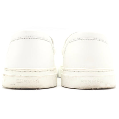 Hermes Game Kelly Buckle Sneakers White Leather Silver Shoes — view 3