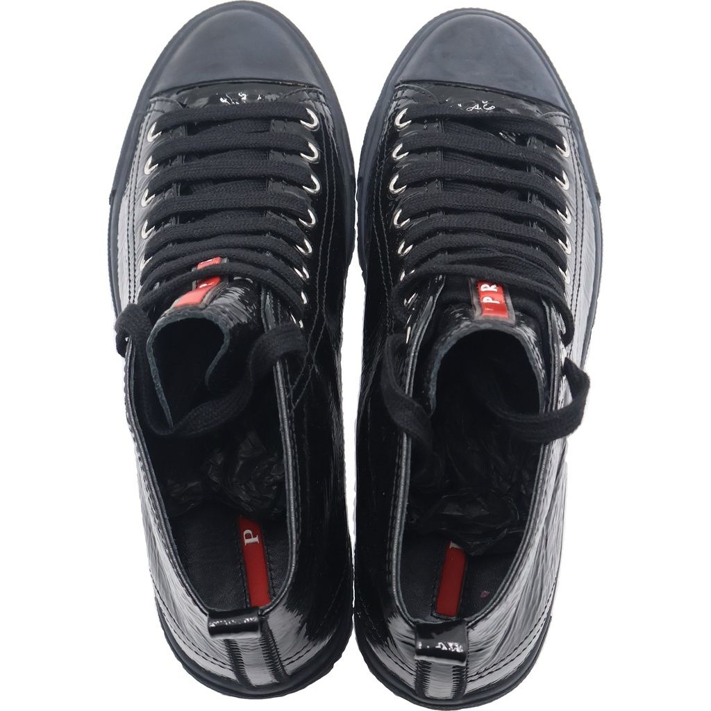 Prada Sport Enamel Rubber Toe High Cut Sneakers Black — view 4