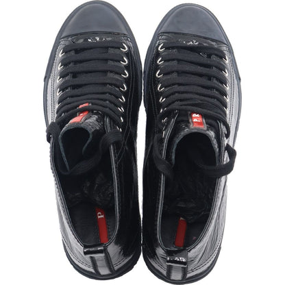 Prada Sport Enamel Rubber Toe High Cut Sneakers Black — view 4