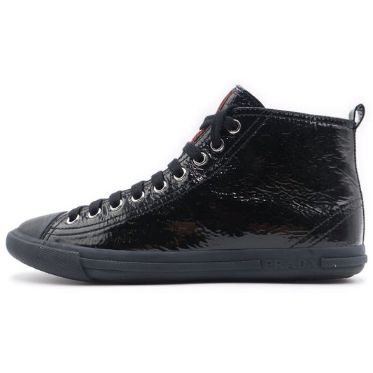 Prada Sport Enamel Rubber Toe High Cut Sneakers Black