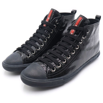 Prada Sport Enamel Rubber Toe High Cut Sneakers Black — view 2