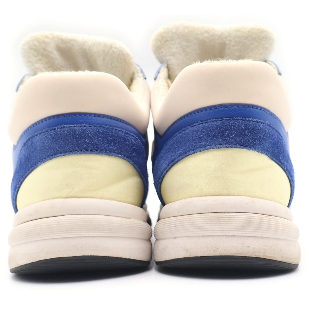 Chanel CC Logo Suede Low Cut Sneakers Blue White Black — view 3