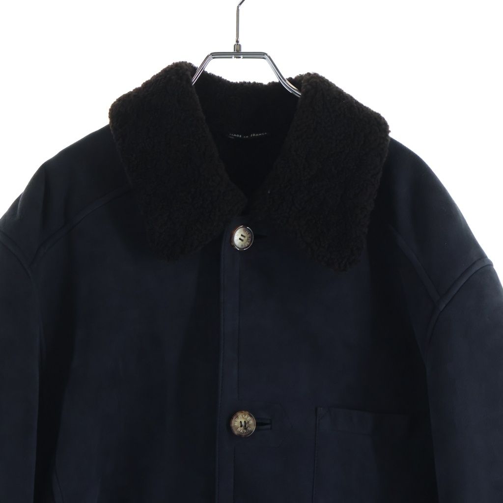 Hermes Shearling Coat Navy 52 — view 3