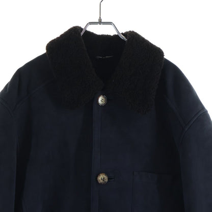 Hermes Shearling Coat Navy 52 — view 3