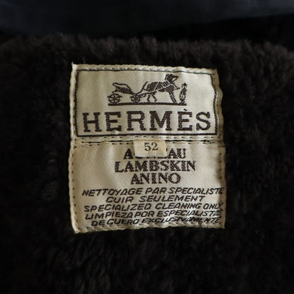 Hermes Shearling Coat Navy 52 — view 8
