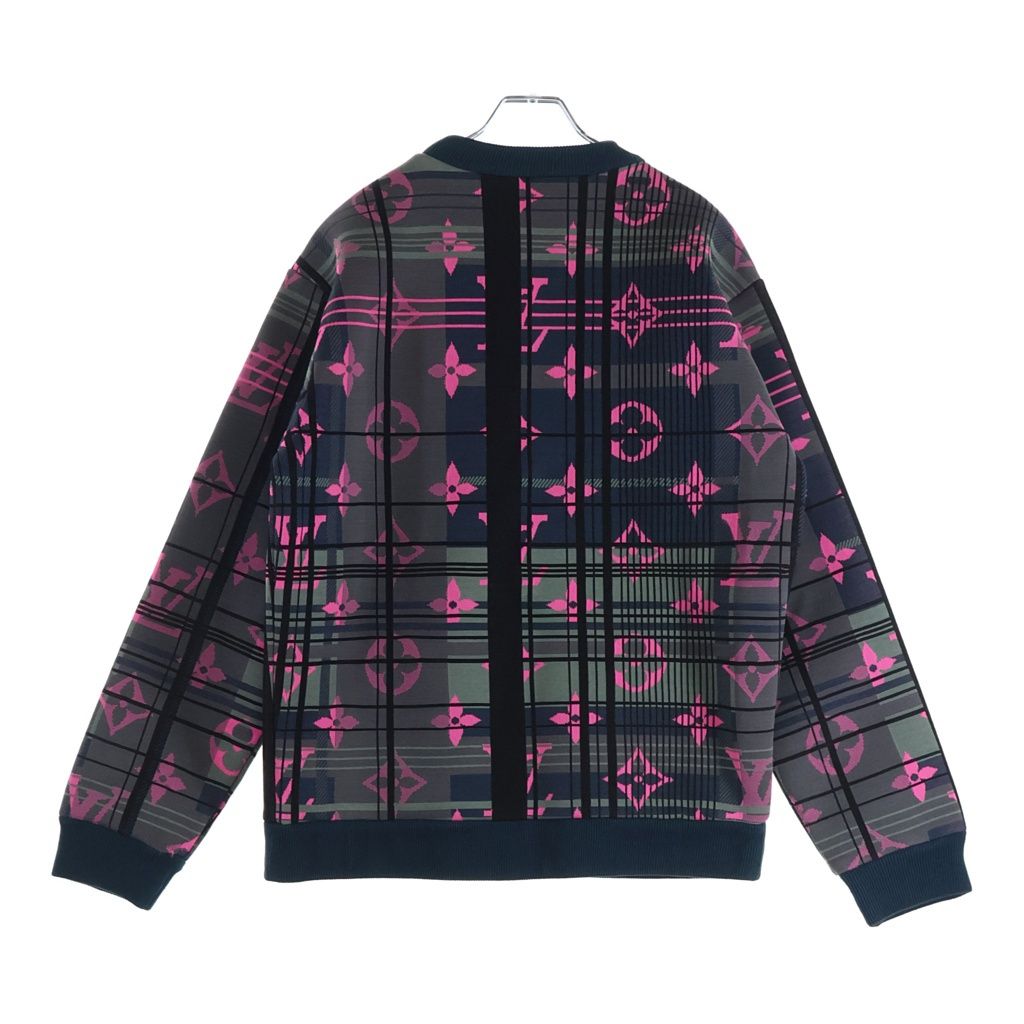 Louis Vuitton Monogram Jacquard Crew Neck Pullover Sweatshirt Navy Pink — view 2