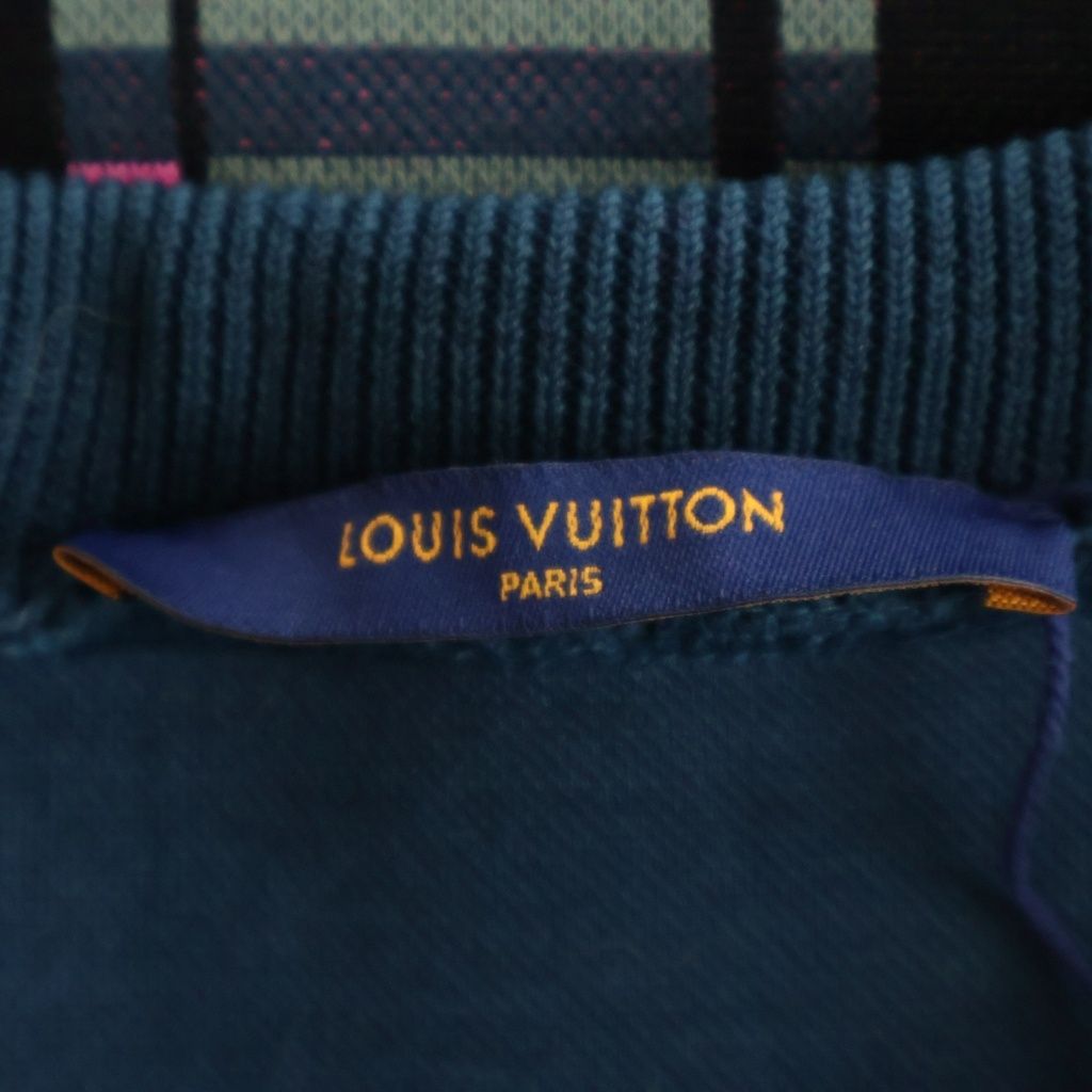 Louis Vuitton Monogram Jacquard Crew Neck Pullover Sweatshirt Navy Pink — view 6