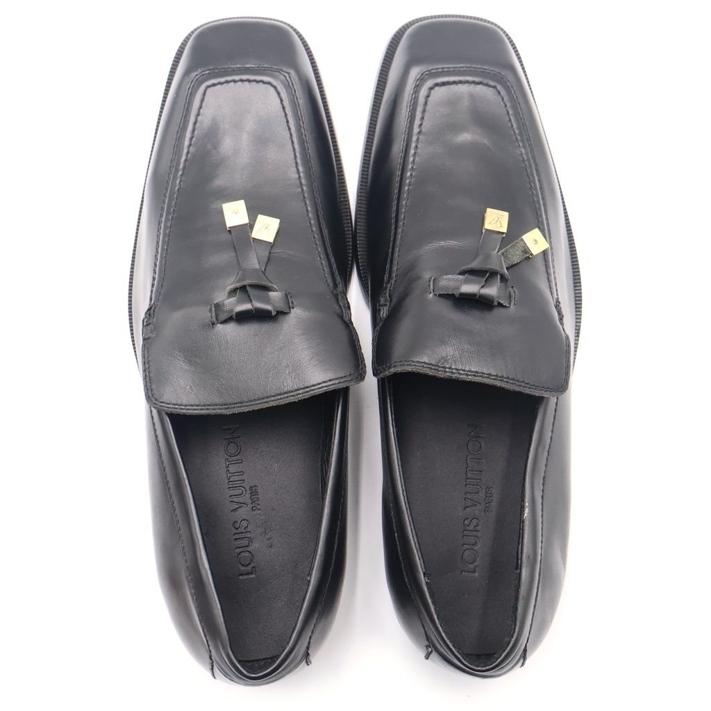 Louis Vuitton Tassel Loafers Black Leather — view 4