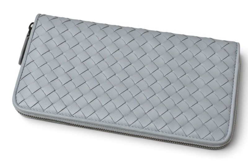 Bottega Veneta Wallet Zip Around Intrecciato Ice Blue — view 3