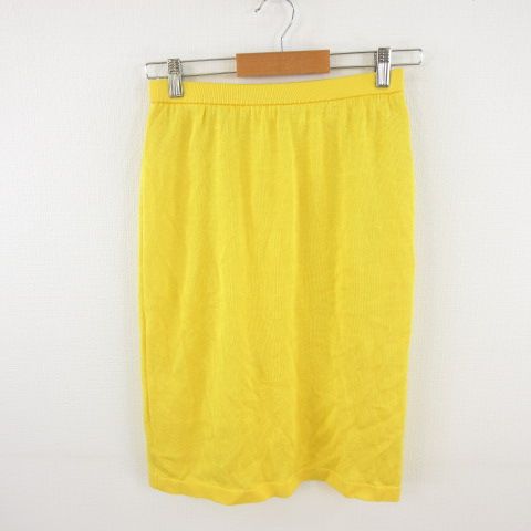Balenciaga Knee Length Skirt Summer Knit Tight Yellow 40