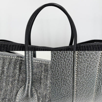 Hermes Handbag Pleated Garden Party GM 43 Tote Shoulder Felt Leather Black — view 8