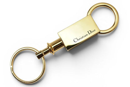 Dior Key Holder Bag Charm Key Ring Logo Plate Gold Vintage