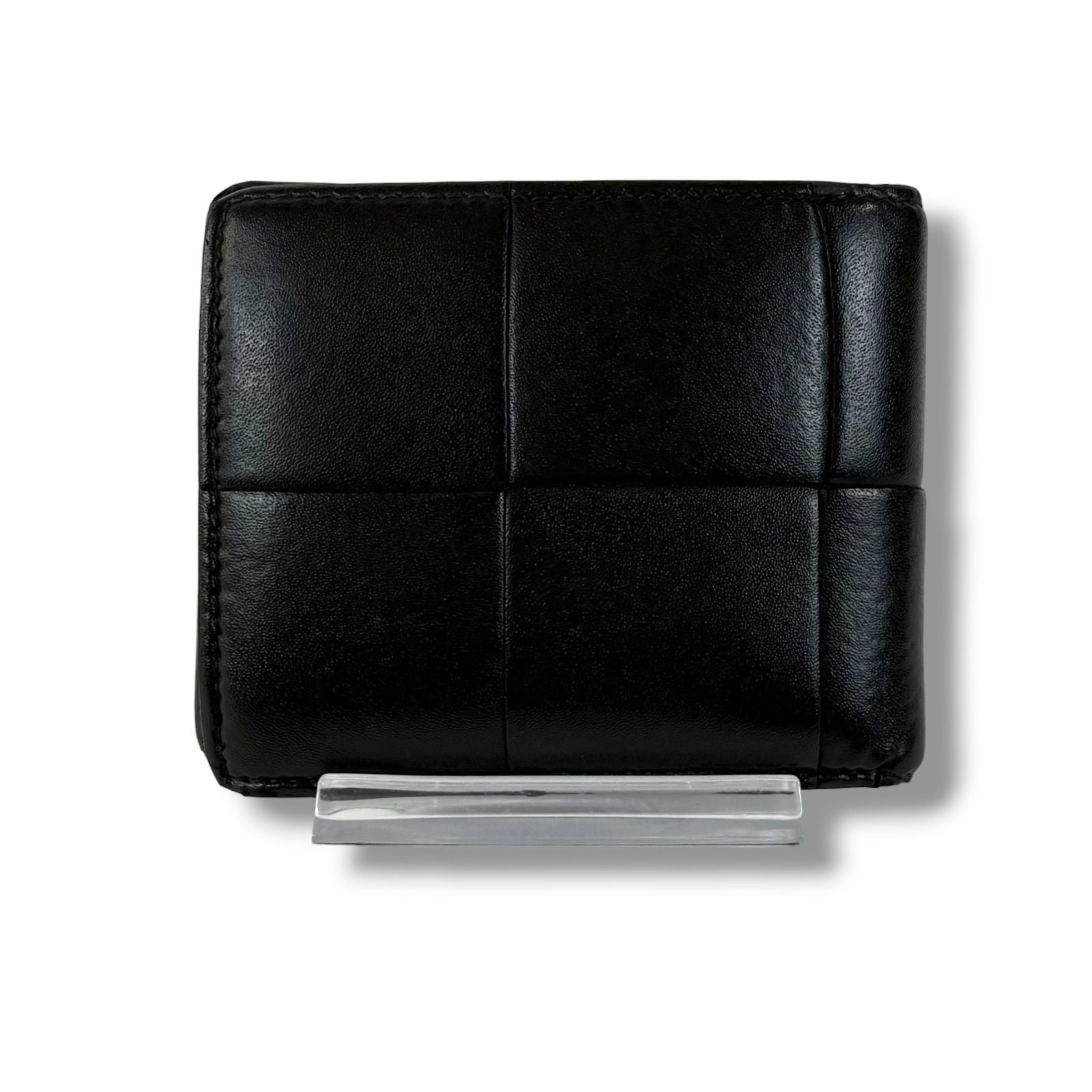 Bottega Veneta Bifold Wallet Compact Maxi Intrecciato Leather Cassette Black — view 3