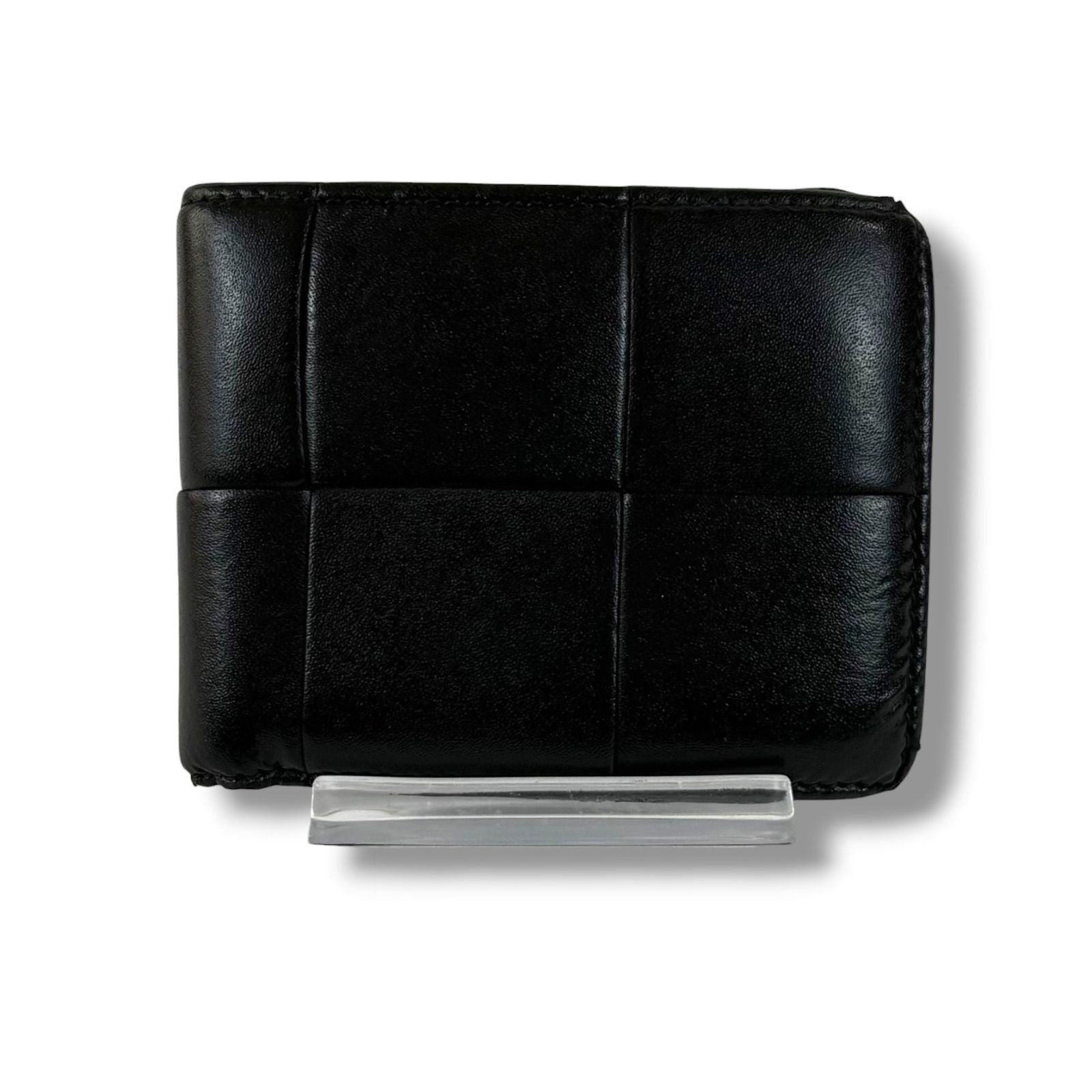 Bottega Veneta Bifold Wallet Compact Maxi Intrecciato Leather Cassette Black — view 4