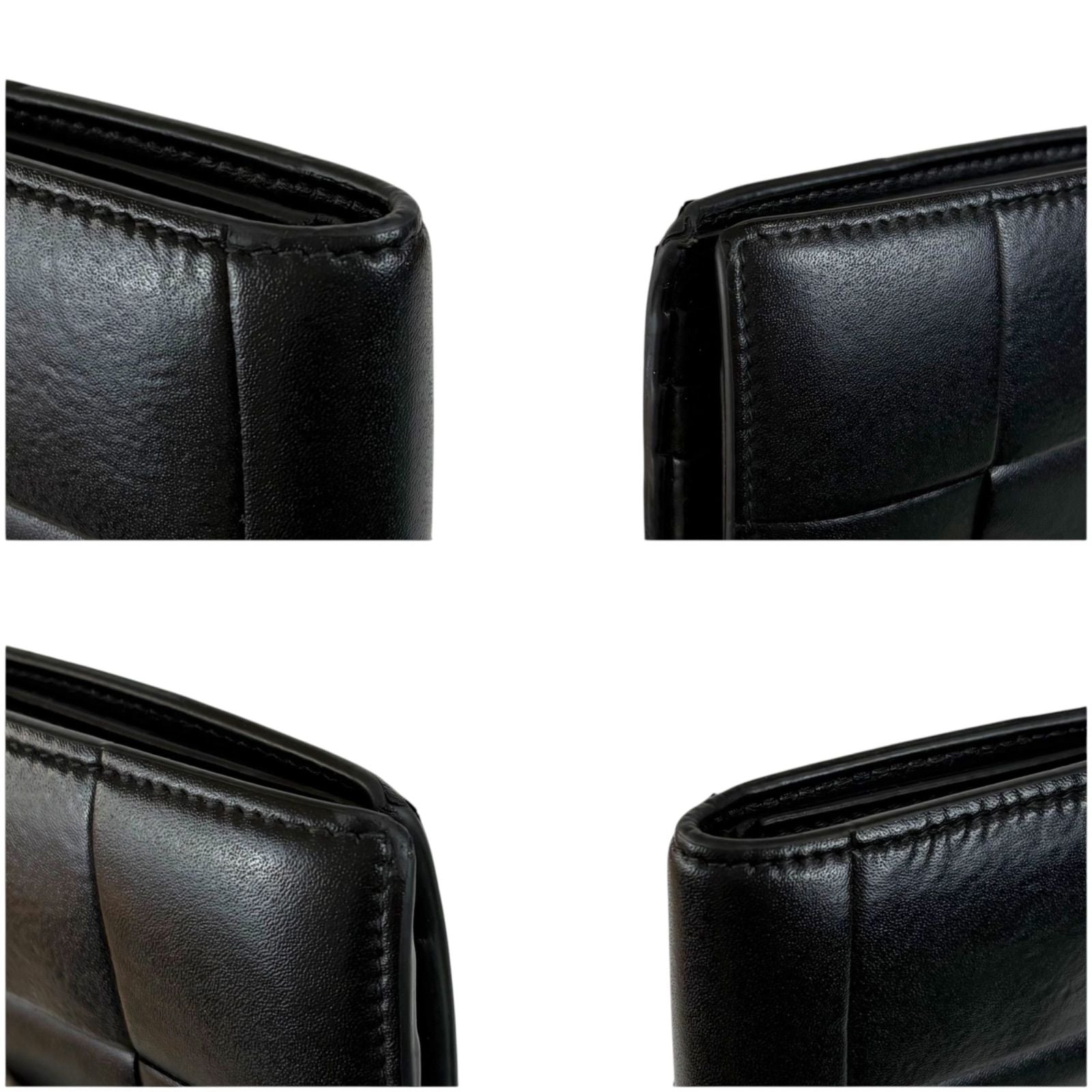 Bottega Veneta Bifold Wallet Compact Maxi Intrecciato Leather Cassette Black — view 8
