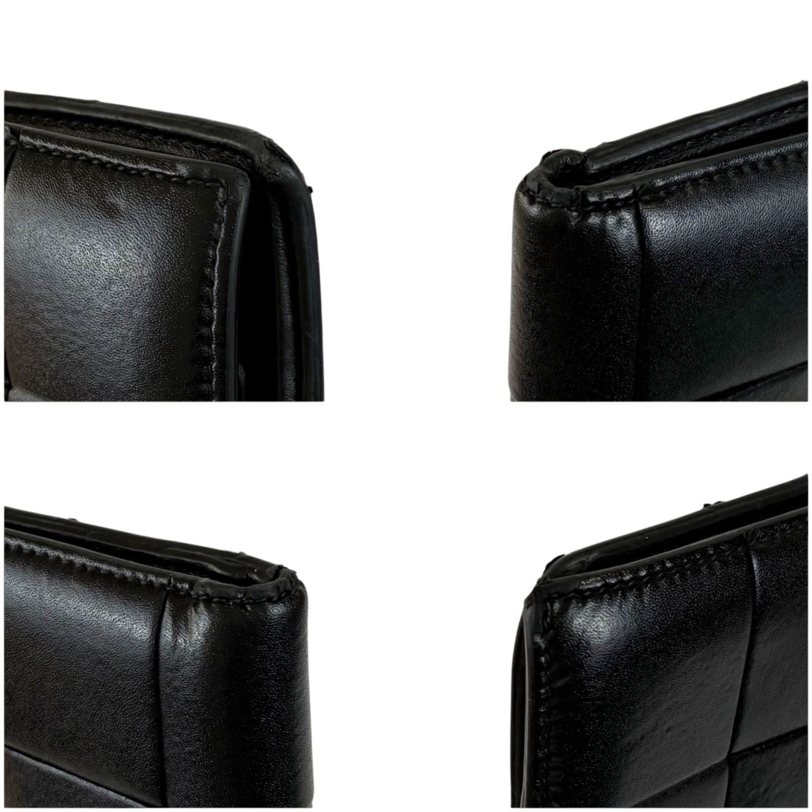 Bottega Veneta Bifold Wallet Compact Maxi Intrecciato Leather Cassette Black — view 9
