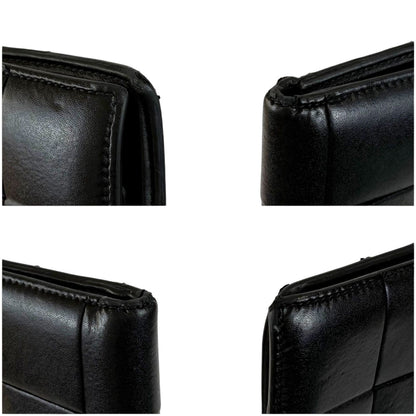 Bottega Veneta Bifold Wallet Compact Maxi Intrecciato Leather Cassette Black — view 9