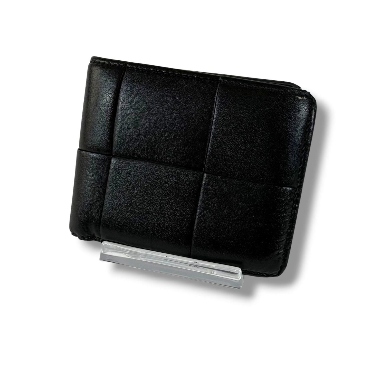 Bottega Veneta Bifold Wallet Compact Maxi Intrecciato Leather Cassette Black — view 2