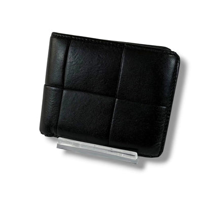 Bottega Veneta Bifold Wallet Compact Maxi Intrecciato Leather Cassette Black — view 2
