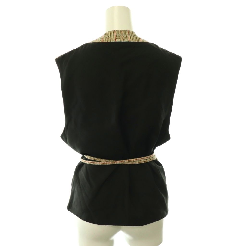 Bottega Veneta Belted Check Vest Wool 40 Beige HS — view 2