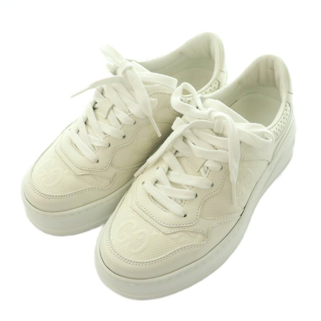 Gucci GG Embossed Sneakers Low Cut Thick Sole Leather One Color Interlocking — view 2